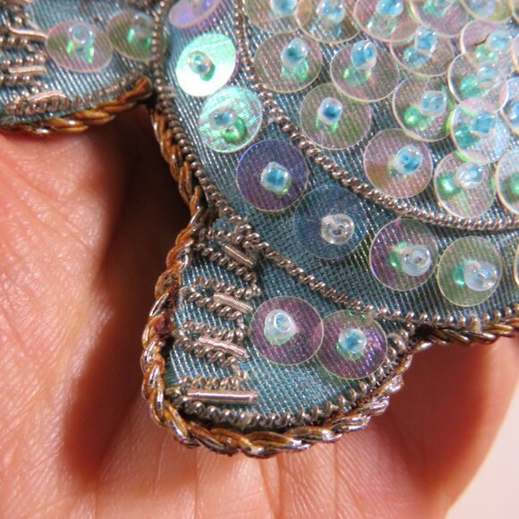 Vintage Sequins & Fabric Sea Turtle and Crab Hangs, Ornament, Tarnished, Aged - Picture 3 of 9